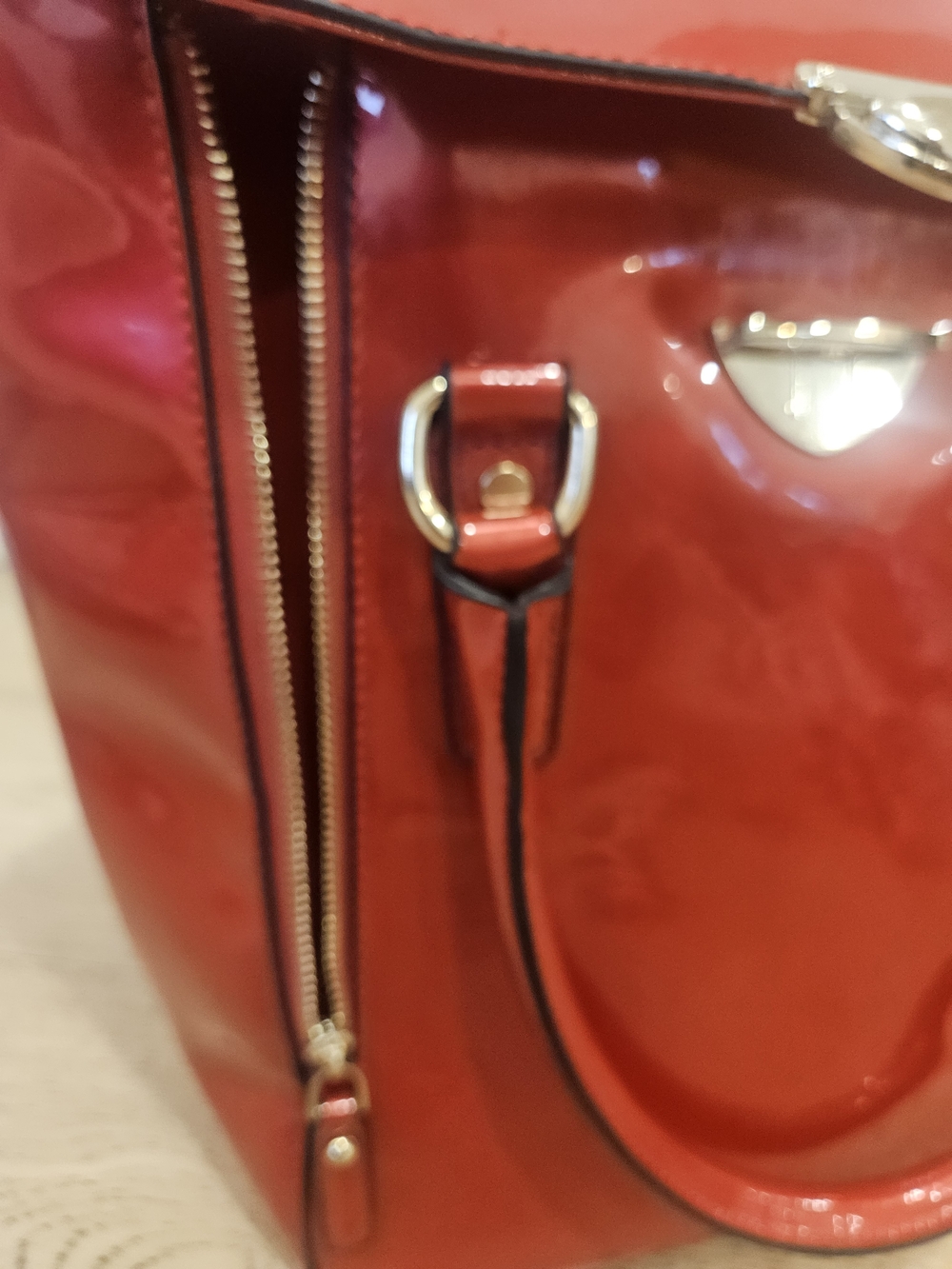 New Michael Kors Red Patent Leather Satchel - Picture 15 of 16